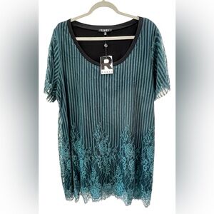 Rebel Wilson X Angels Size 2X Teal Lace Tunic NWT - Very classy - Date night.